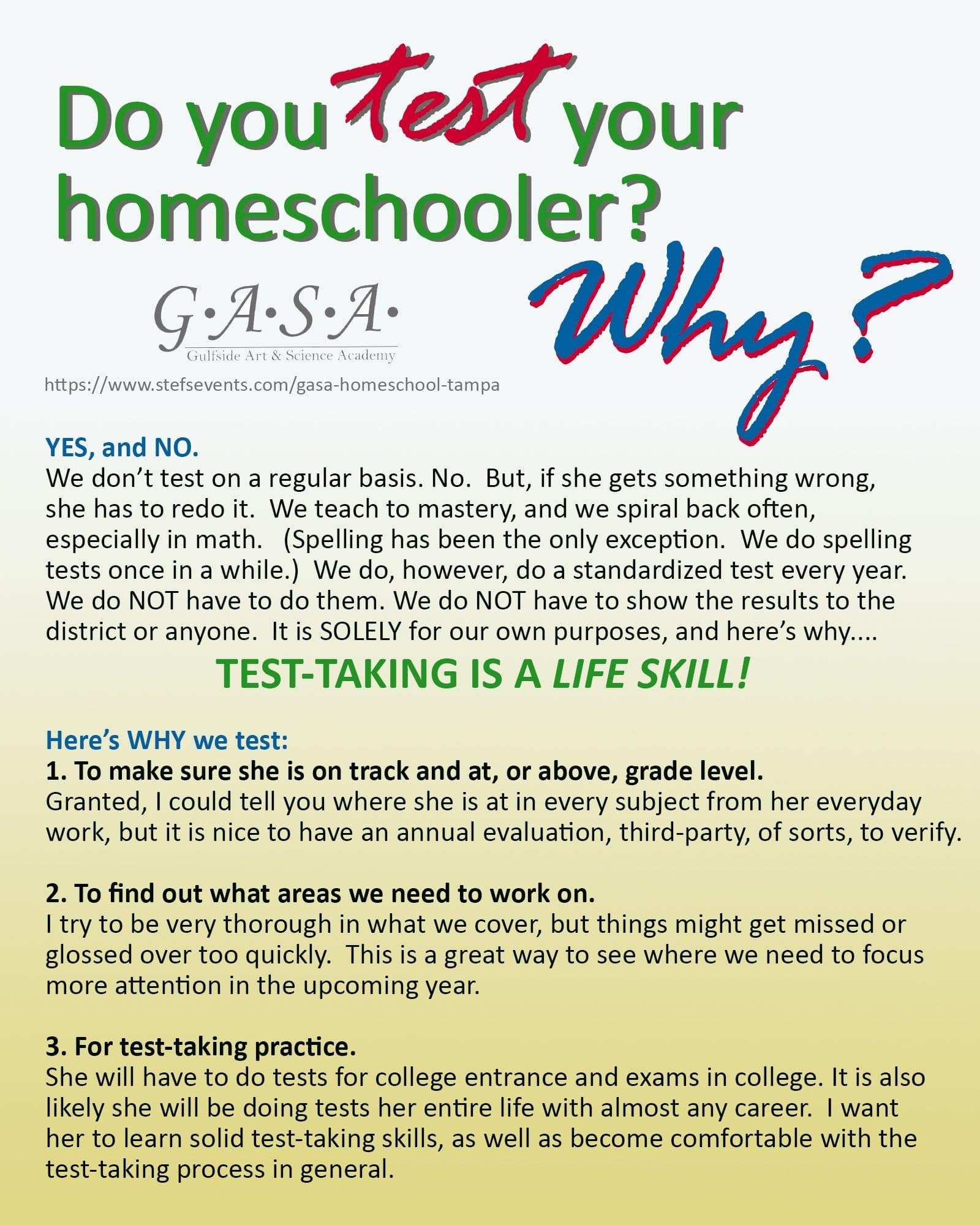 do you test your homeschooler